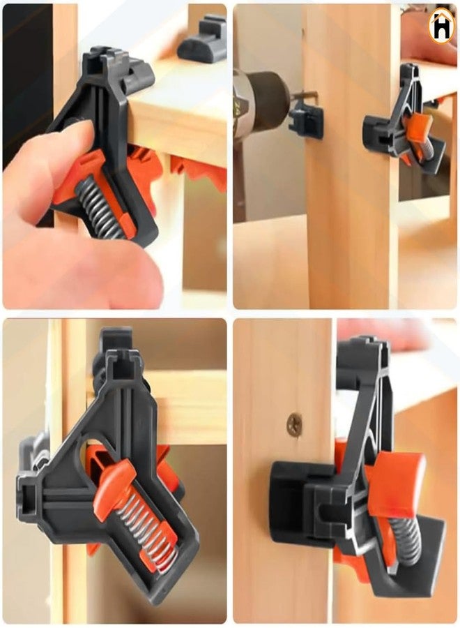 Homdum مجموعة مشابك زاوية هومدوم 90 درجة، 4 قطع، مشابك زاوية قائمة لأعمال النجارة اليدوية، مناسبة لإطارات الصور والأثاث وصناعة الخزائن، مشبك زاوية سريع التحميل بنابض. - Image 5